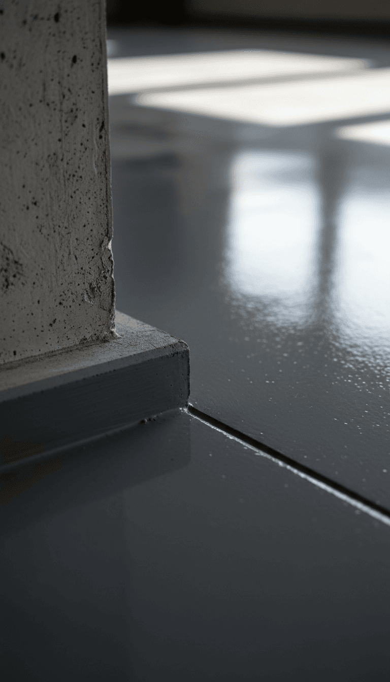 Detailed view of epoxy edge work and finish quality