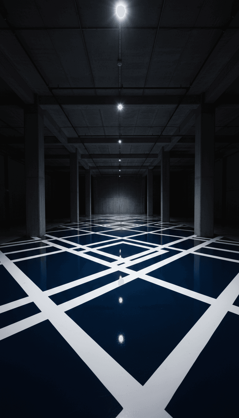 Commercial epoxy floor with geometric patterns and contrast